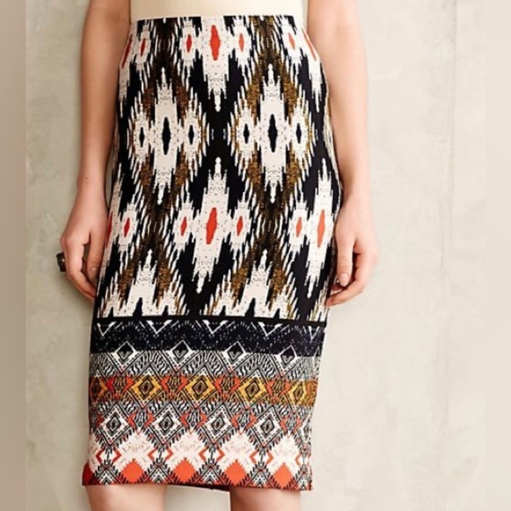 Anthropologie Multicolor Ikat Pencil Skirt